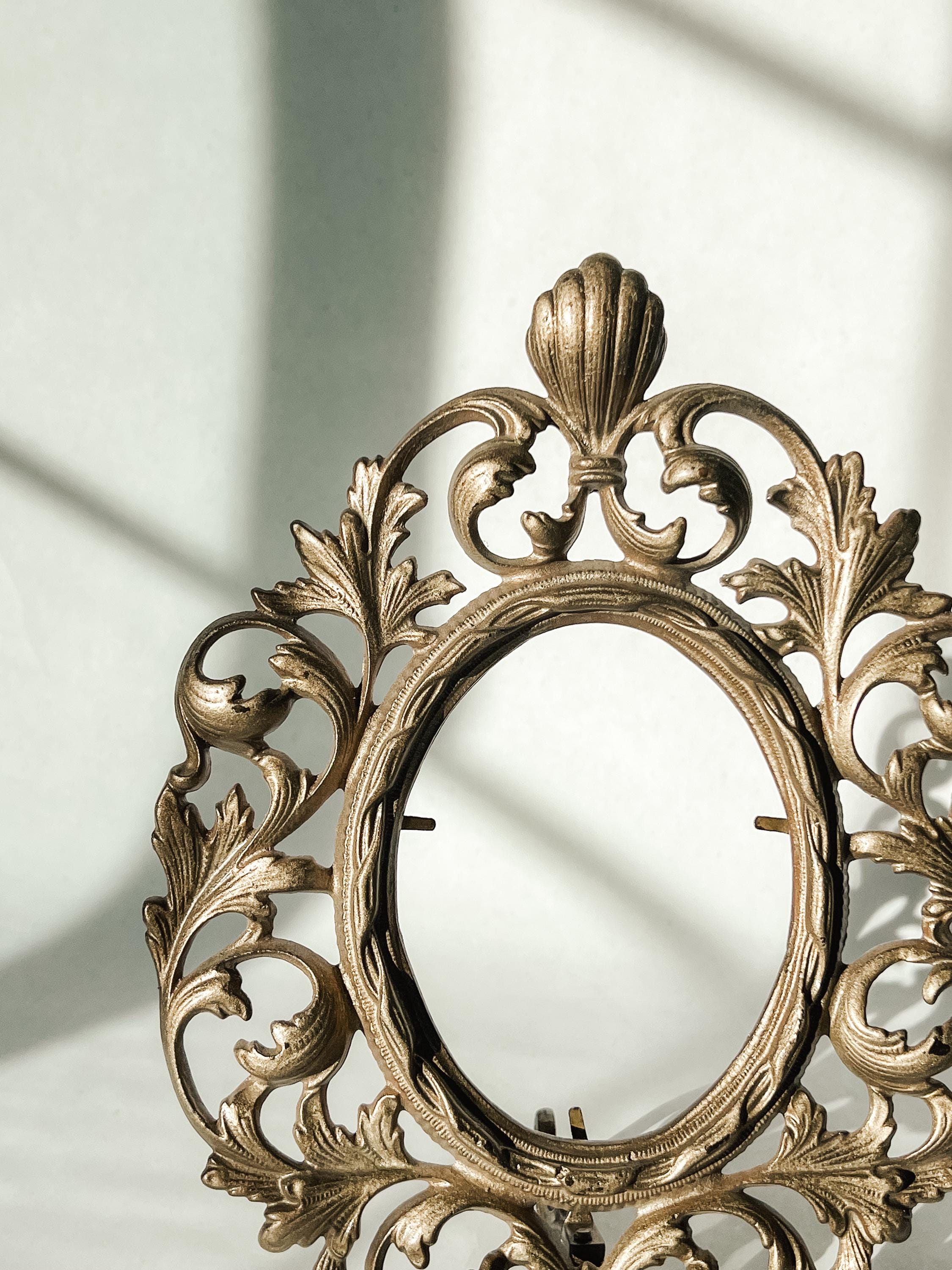 Vintage Art Nouveau Gold Cast Iron Ornate Oval Frame - Etsy