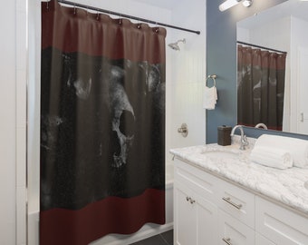 Skull on a Deep Red Background Shower Curtain