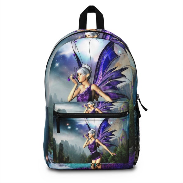 Purple Fairy Pattern Print Backpack