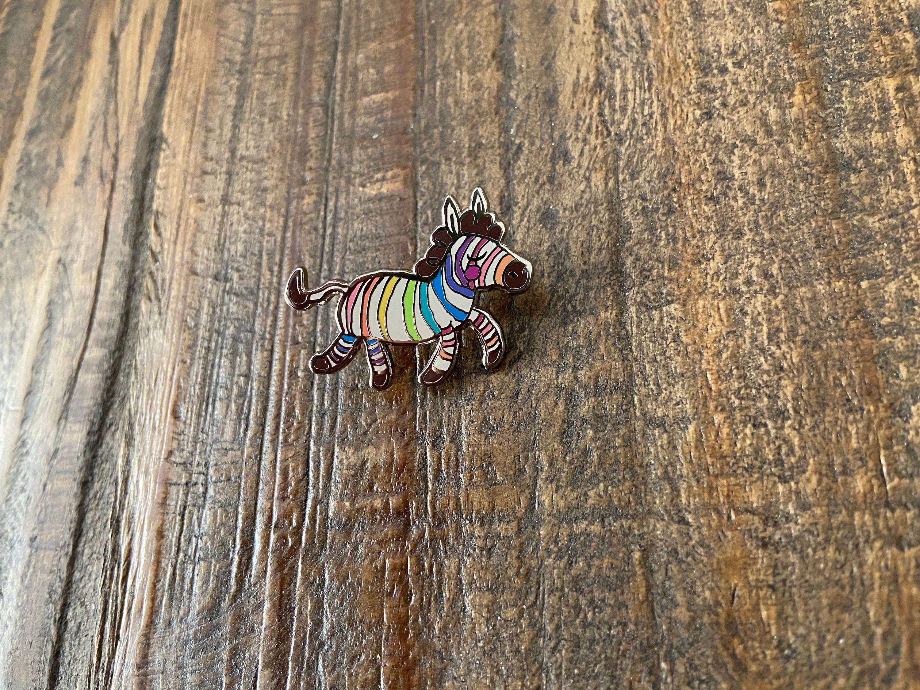 Rainbow Zebra Pin - Etsy