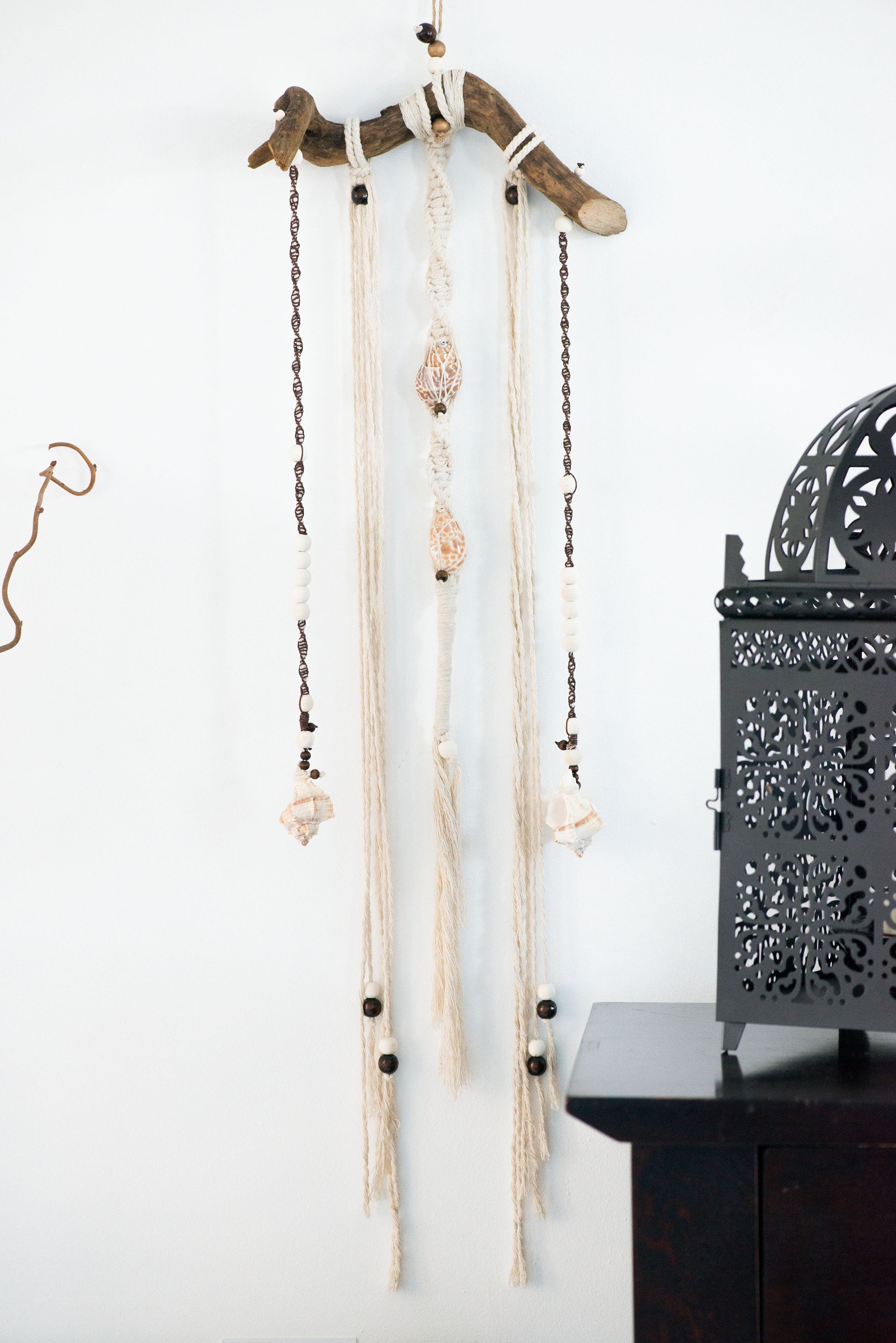 Mobile Coquillages-Mobile Bois Cordes et Coquillages