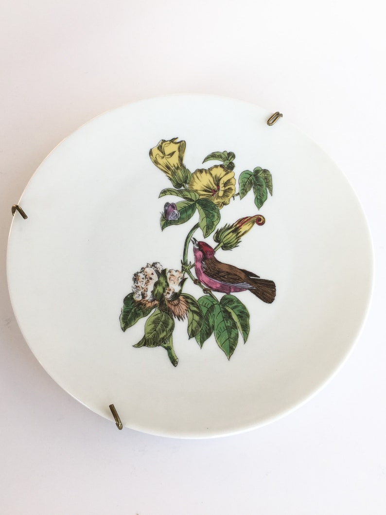Bird Motif Printed Sparrow Plate Painted Limoges Plate with Stand French Plate Hand Painted Collectible Plates Wall Hangings