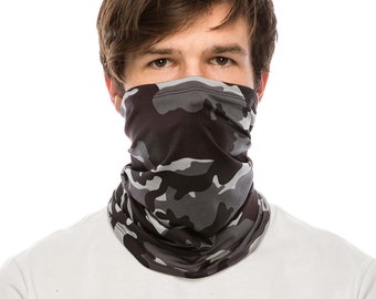 Tube Neck Gaiter for Men Women | Bandana Face Mask Cover with Adjustable Elastic | Made In USA