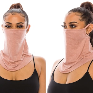 Neck Gaiter for Men Women Bandana Face Mask Soft Face Cover Fashion Scarf Made In USA Heather Pink