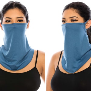 Neck Gaiter for Men Women Bandana Face Mask Soft Face Cover Fashion Scarf Made In USA Indigo Blue