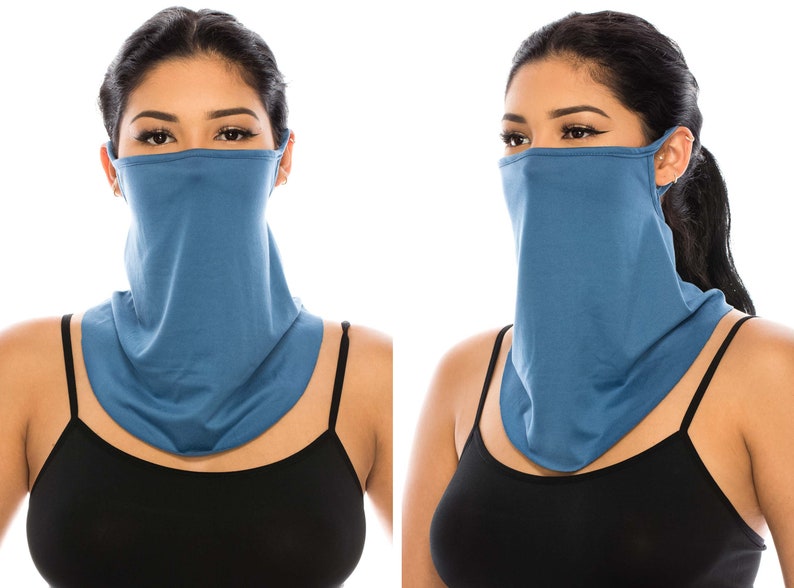 Neck Gaiter for Men Women Bandana Face Mask Soft Face Cover Fashion Scarf Made In USA Indigo Blue