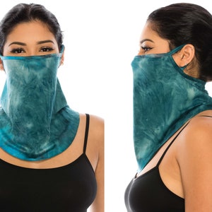 Neck Gaiter for Men Women Bandana Face Mask Soft Face Cover Fashion Scarf Made In USA Teal Turq Black