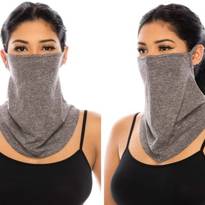 Neck Gaiter for Men Women Bandana Face Mask Soft Face Cover Fashion Scarf Made In USA Heather Grey