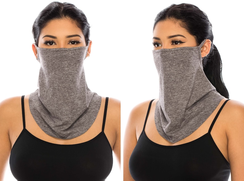 Neck Gaiter for Men Women Bandana Face Mask Soft Face Cover Fashion Scarf Made In USA Heather Grey