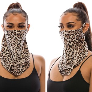 Neck Gaiter for Men Women Bandana Face Mask Soft Face Cover Fashion Scarf Made In USA Leopard Print