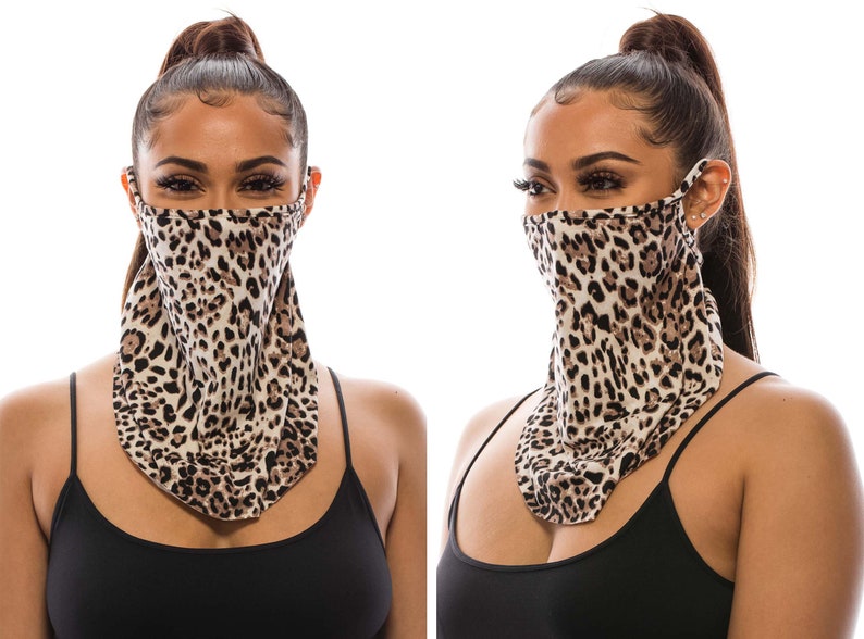 Neck Gaiter for Men Women Bandana Face Mask Soft Face Cover Fashion Scarf Made In USA Leopard Print