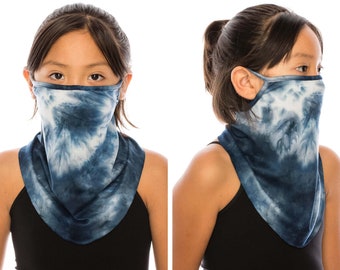 Kids Size Neck Gaiter | Bandana Face Mask | Soft Face Cover Fashion Scarf | Fun Tie Dye Made In USA