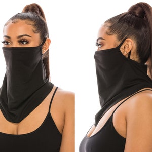 Neck Gaiter for Men Women Bandana Face Mask Soft Face Cover Fashion Scarf Made In USA Black