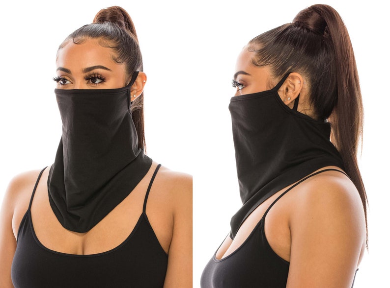 Neck Gaiter for Men Women Bandana Face Mask Soft Face Cover Fashion Scarf Made In USA Black