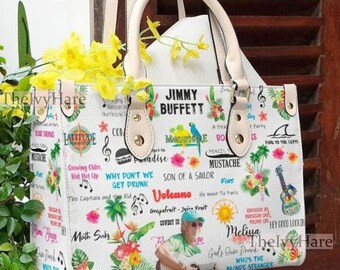 Sac à main en cuir vintage Jimmy Buffett, sac en cuir Jimmy Buffett, sac à poignée supérieure, sac à main vintage, sac à bandoulière, sac à bandoulière