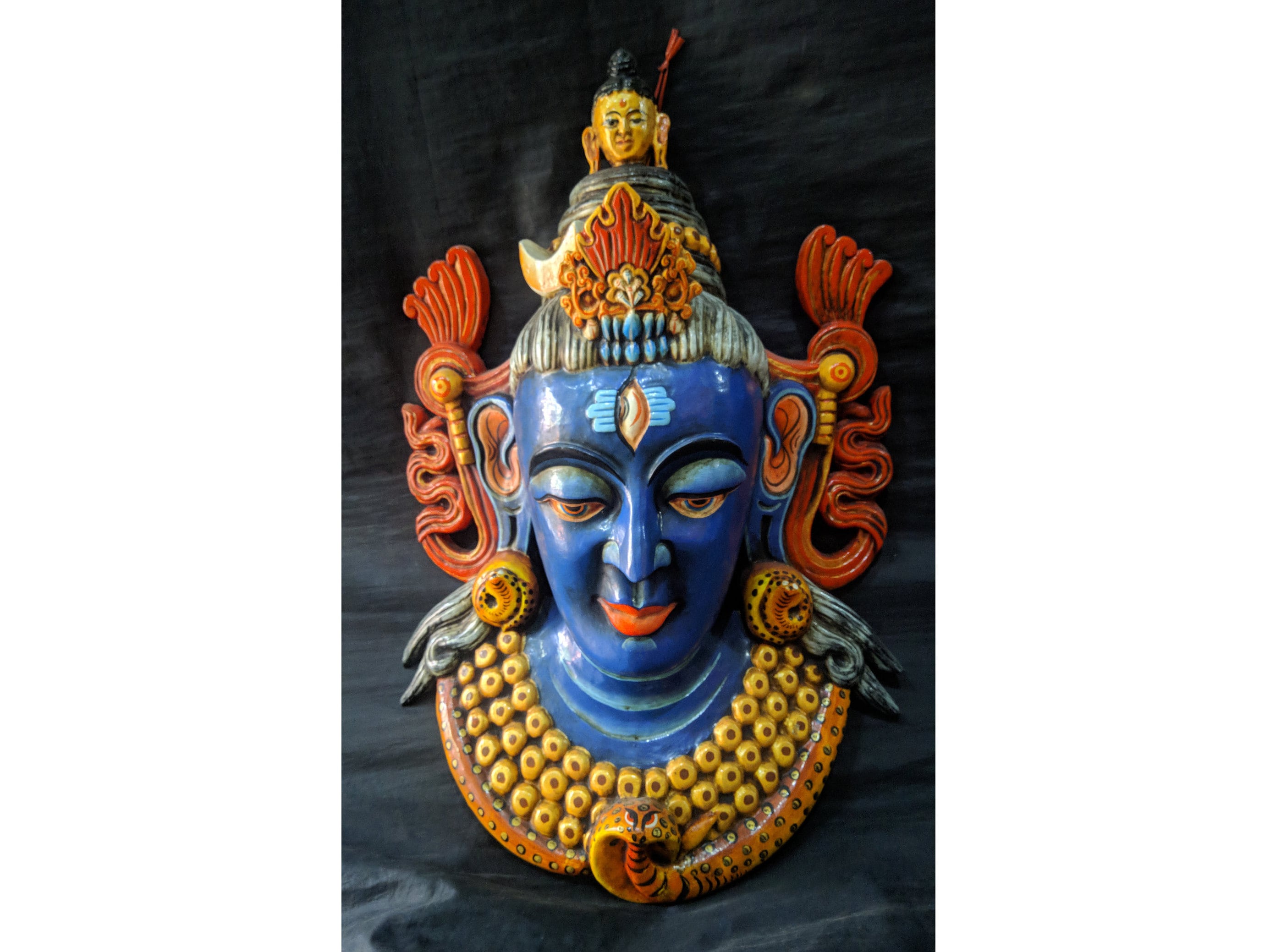 Shiva　Dimension Blue Huge Shiva Mask - Blue - Etsy