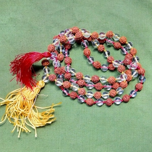 Quartz and Nepali Rudraksha Mala (54 beads + 1)