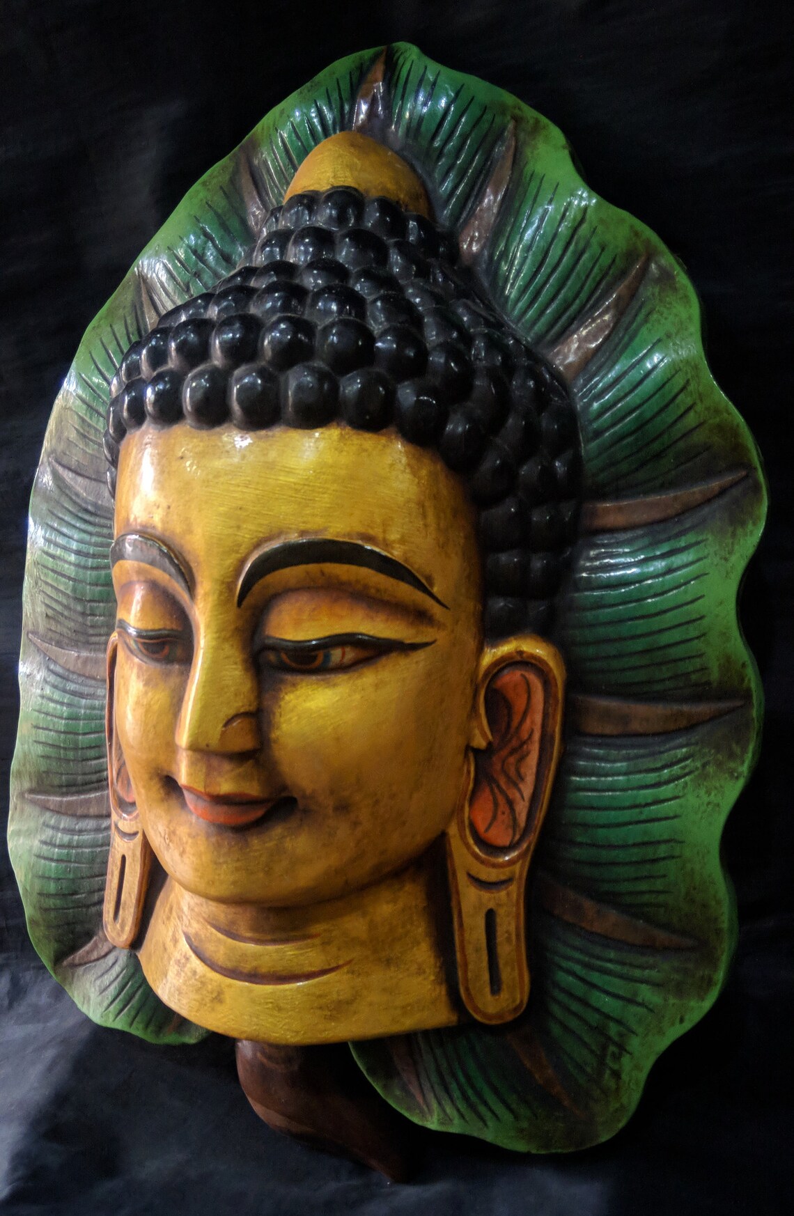 Huge Buddha on Bodhi Leaf Wall Hanging Etsy
