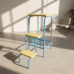 Banqueta/escada conversível moderna e compacta em cores retrô para loft (montada)