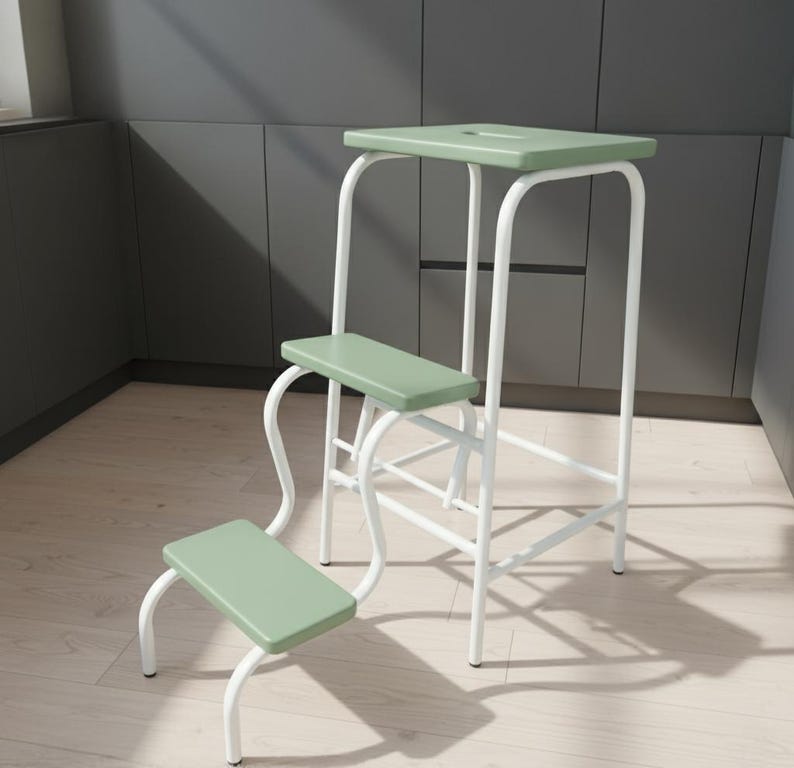 Curved Metal Step Stool Ladder | Handmade Convertible Stool in Custom ...