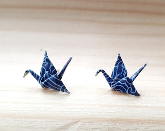 Origami Crane Stud Earrings, Handmade Paper Bird Earrings, Tiny Stud Earrings, Sterling Silver Studs