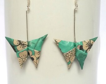 Origami Butterfly Earrings, Handmade Paper Earrings, Sterling Silver, Mothers Day Gift