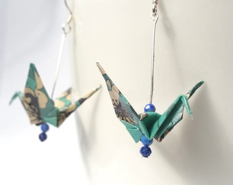 Origami Crane Earrings, Bird Earrings, Handmade, Sterling Silver, Paper Jewellery, Anniversary Gift, Mothers Day Gift