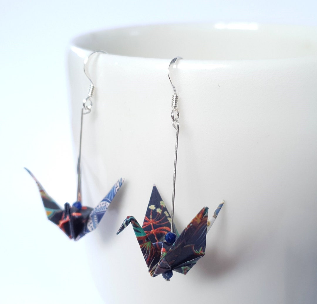 Origami Paper Crane Earrings Handmade Jewellery Sterling Etsy UK