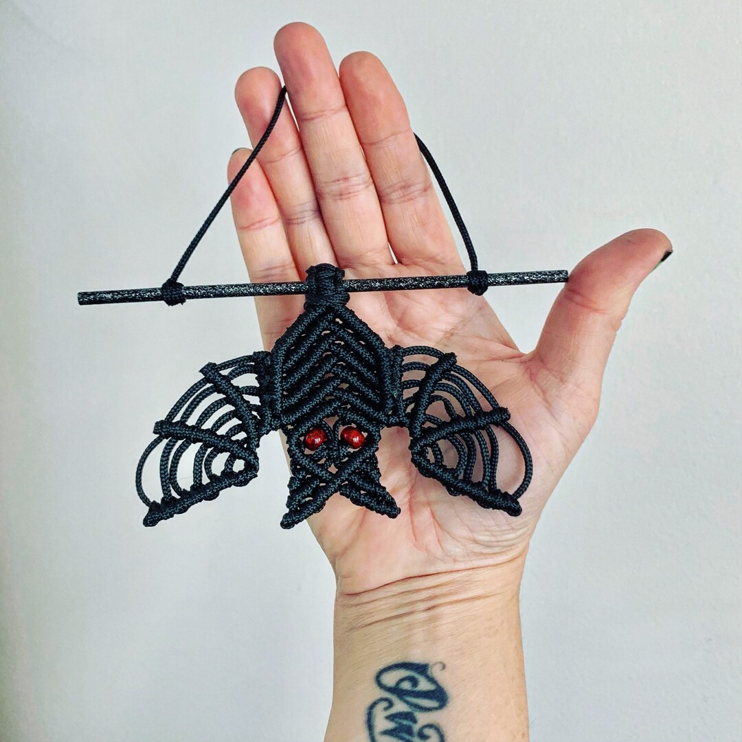 Hanging Macrame Bat - Customizable Handmade Good Luck Charm - Cute ...
