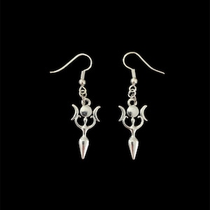 Boucles d'oreilles en argent triple lune déesse