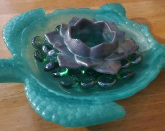 Turtle platter with candle holder
