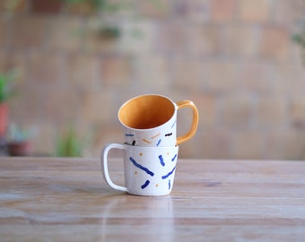 Ceramic Mugs with Geometric Patterns