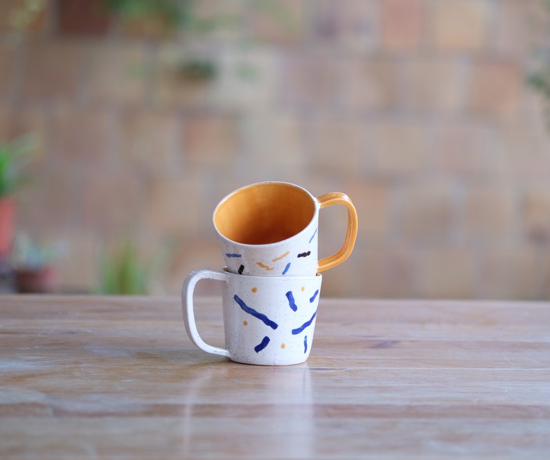 Ceramic Mugs with Geometric Patterns image 1