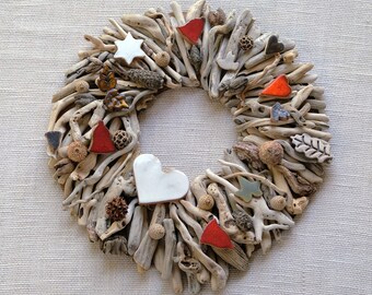 Driftwood door wreath / driftwood door hanging / natural beach wood door wreath