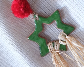 Ceramic ornament set | Star-shaped ceramic pendant set