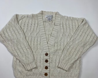 Vintage 90s Michelle stuart cable Knit Cardigan Sweater