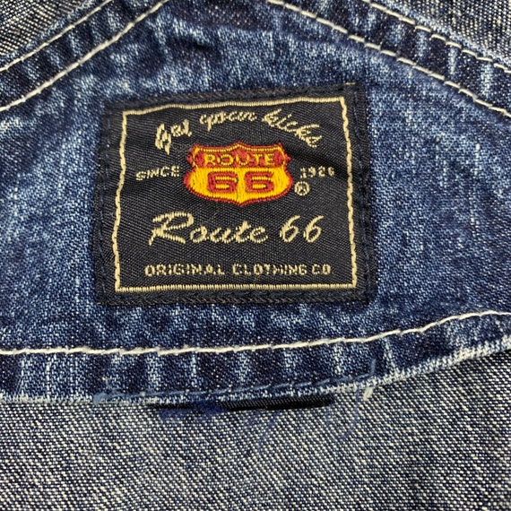 Vtg Retro Route 66 Overall Denim Jean Short - image 4