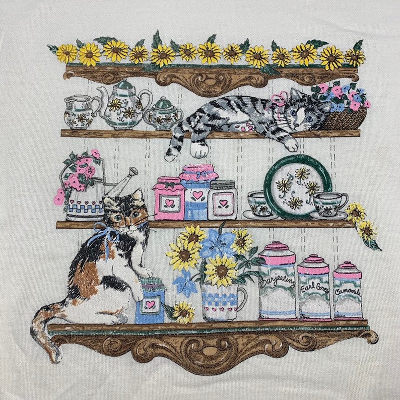 Vintage 90s Basic Edition Kawaii Kitten Sweatshirt