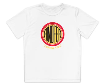 Camiseta con logo circular de Ainofea / Insignia retro amarilla y roja, camiseta de competición juvenil