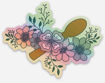 Spoonie Holographic Sticker | Chronic Illness | Floral