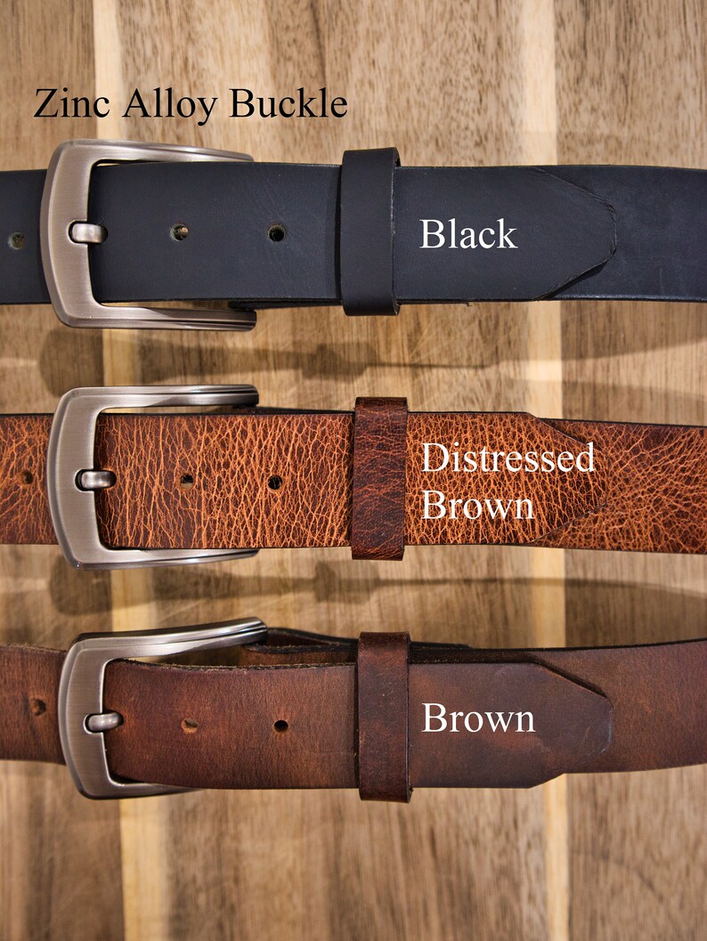 Full Grain Buffalo Leather Belt, 1.5 Inch Heavy Duty Jeans Belt, Solid Brass Buckle Zinc Alloy Gunmetal