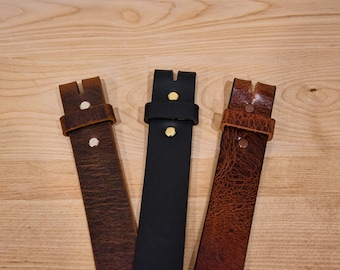 Handmade Buffalo Full Grain Leather Belt Blank 1.5 inch: No Buckle DIY