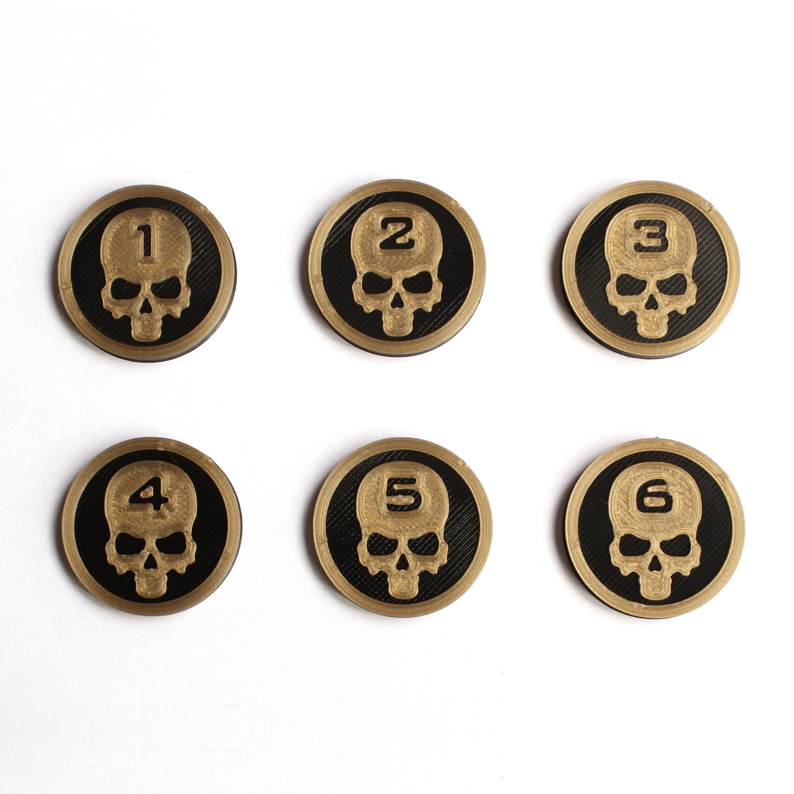 Warhammer 40K Objective Markers in Metallic Black & Gold Skull Etsy