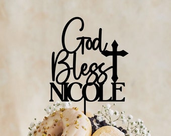 Custom Baptism Cake Topper: Personalized Acrylic Christening Decor