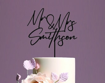 Personalized Wedding Cake Topper: Gold Acrylic Mr & Mrs
