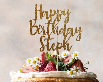 Custom Name Birthday Cake Topper: Glitter Party Decor