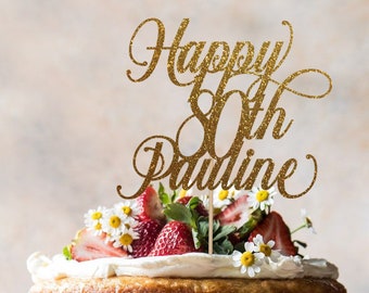 Custom Glitter Birthday Cake Topper: Personalized Name & Age