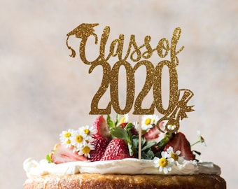 Glitter Class of 2020 Cake Topper: Graduation Party Decor