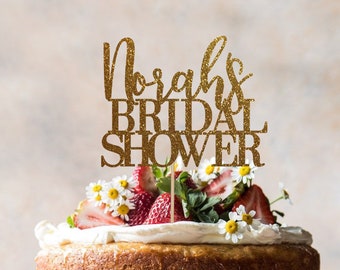 Custom Name Bridal Shower Cake Topper: Glitter Party Decor