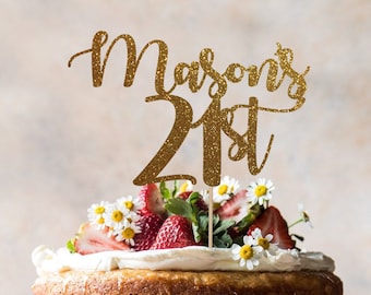 Custom Glitter Birthday Cake Topper: Personalized Name & Age